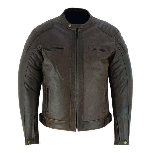 RAXUS MARRÓN OSCURO CHAQUETA DE MOTO DE CUERO R-40 HOMBRE