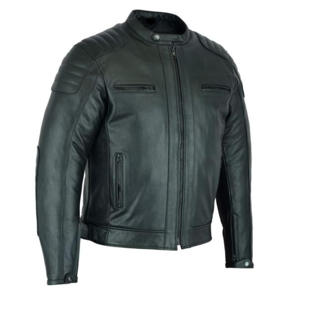 RAXUS HOMBRE VINTAGE CHAQUETA DE MOTO CUERO R-50 NEGRO