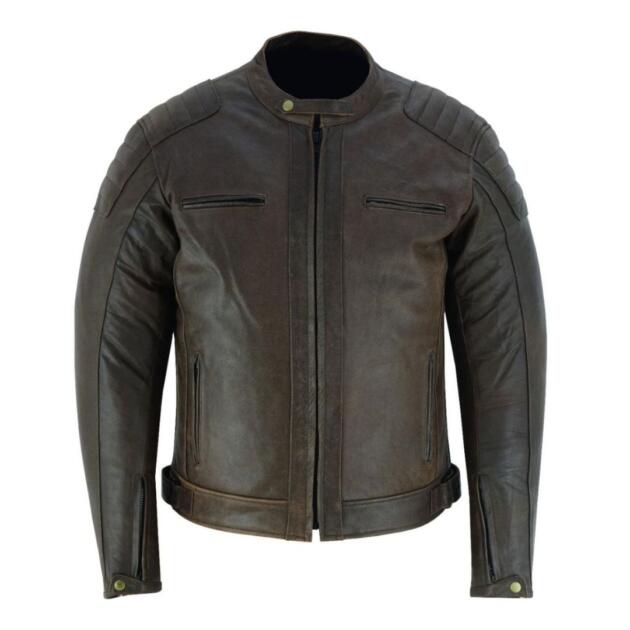 RAXUS DARK BROWN MOTORCYCLE LEATHER JACKET R-40 MEN