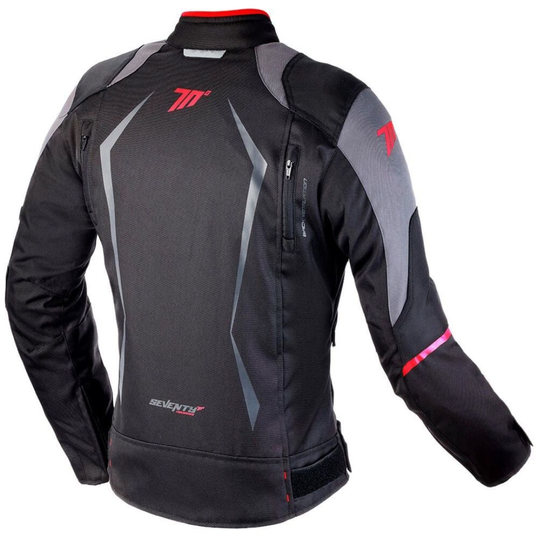 SEVENTY WOMEN'S SHORT RACING RED MOTORCYCLE JACKET SD-JR49 - Image 2