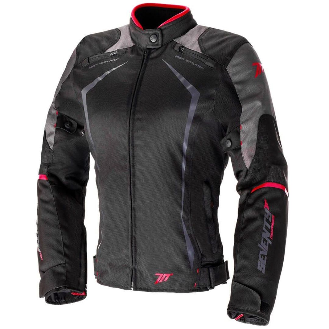SEVENTY WOMEN'S SHORT RACING RED MOTORCYCLE JACKET SD-JR49