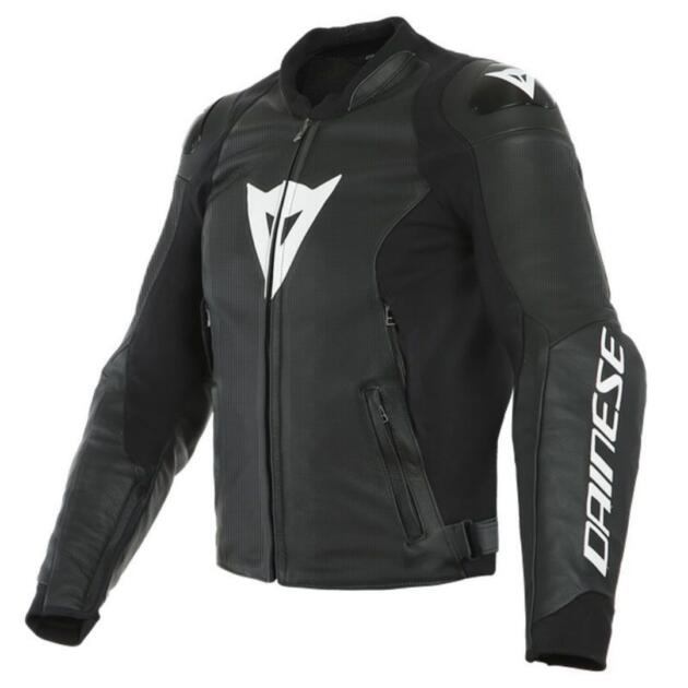 DAINESE PERF SPORT PRO VERANO MOTO CHAQUETA DE CUERO NEGRO/BLANCO