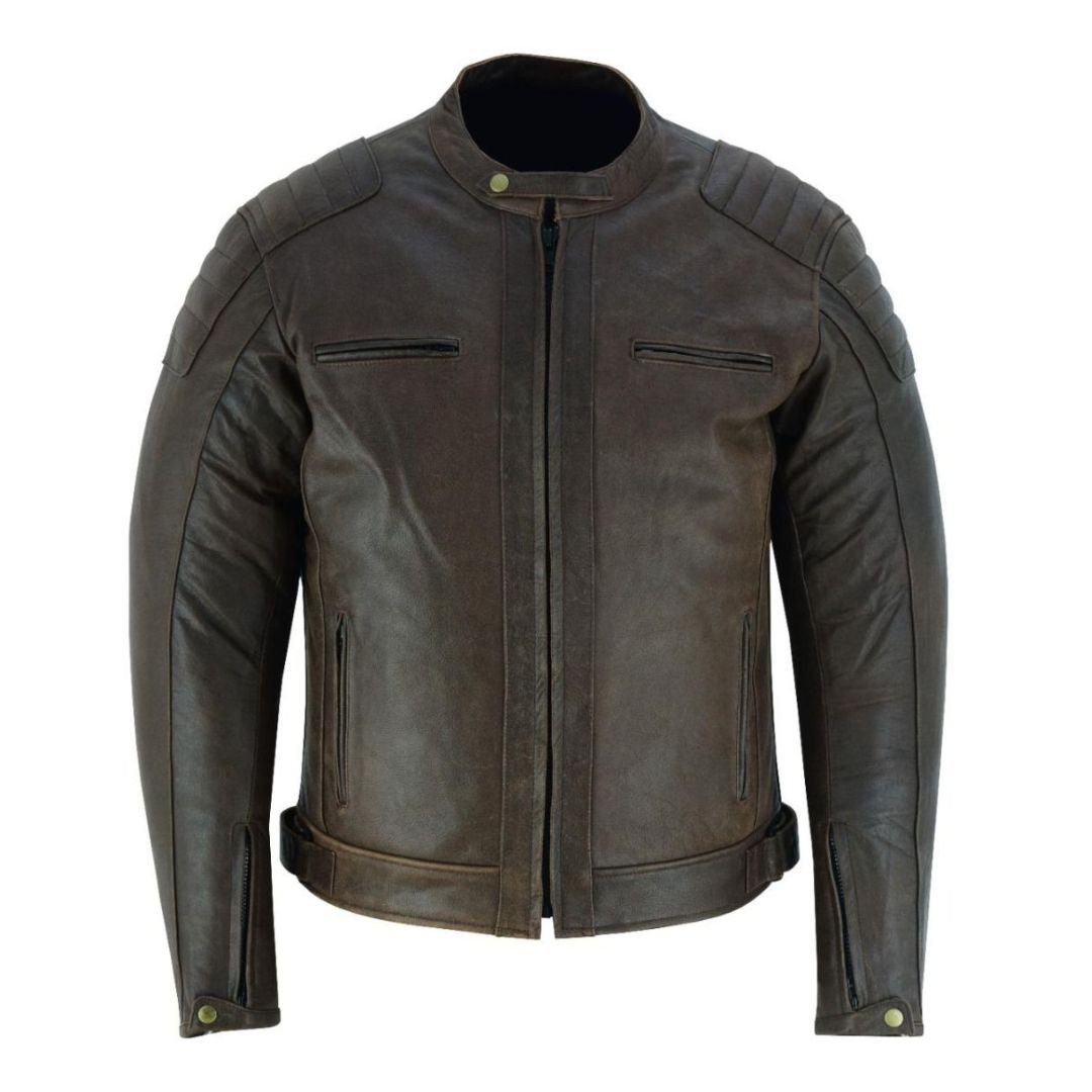 RAXUS MARRÓN OSCURO MOTO CHAQUETA DE CUERO R-40 HOMBRE