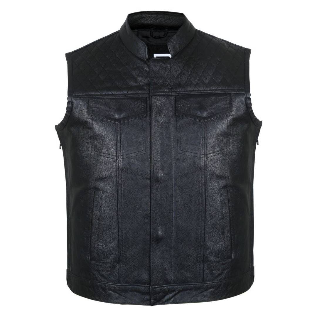 RAXUS CHALECO DE MOTO CUERO VACUNO DIAMANTE K-15