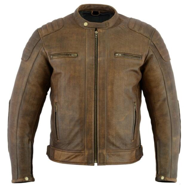 RAXUS VINTAGE CHAQUETA DE MOTO HOMBRE CUERO R-50 MARRÓN