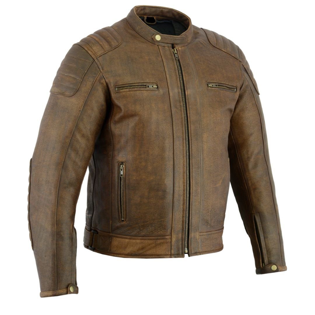 RAXUS VINTAGE CHAQUETA DE MOTO HOMBRE CUERO R-50 MARRÓN - Image 2