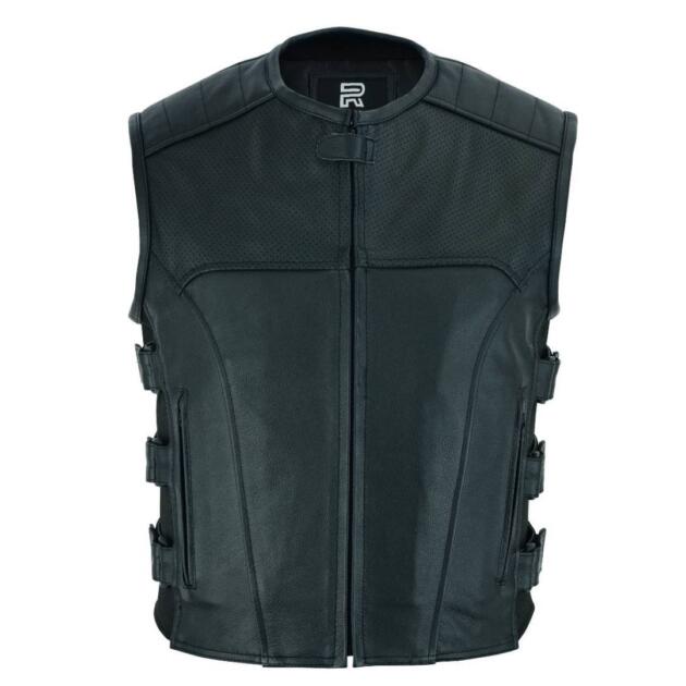 RAXUS CUERO VACUNO CORREAS CHALECO DE MOTO K-20