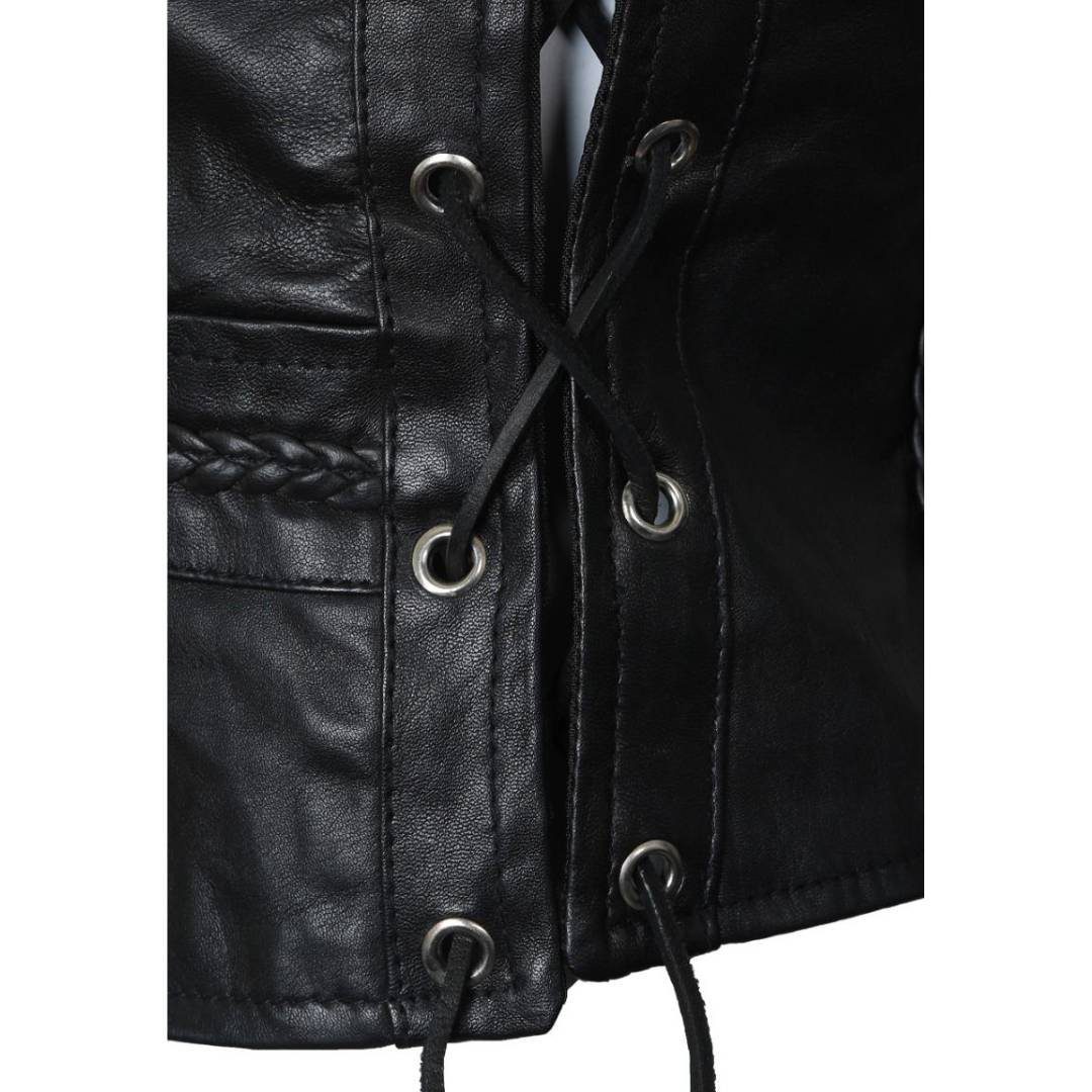 PIEL DE CORDERO CHALECO DE MOTO PARA HOMBRE S-10 - Image 5