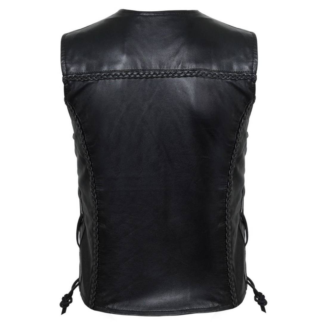 PIEL DE CORDERO CHALECO DE MOTO PARA HOMBRE S-10 - Image 6