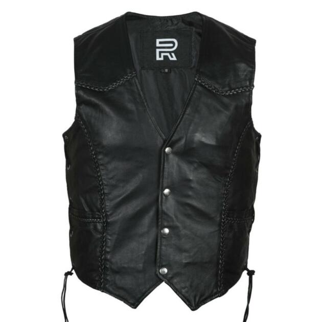 PIEL DE CORDERO CHALECO DE MOTO PARA HOMBRE S-10
